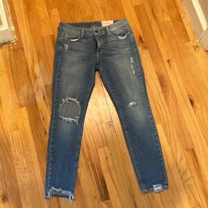 Blue Skinny Jeans with Distressed Details